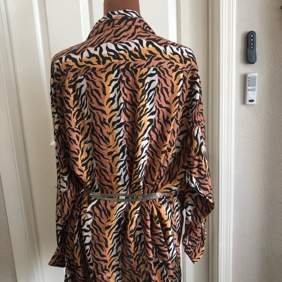 Selene of Paris 100% Silk Long Sleeve Blouse Top Tiger Stripe Plus Sz 3x NWOT - Picture 4 of 12